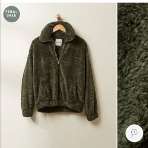 Sherpa pullover quarter zip crop